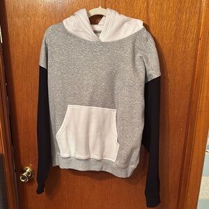Fabletics Gray and White Color-Block Sweatshirt